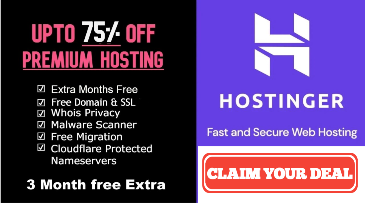 Hostinger: Affordable Web Hosting for Your Website - Up to 75% Off Hosting, Free Domain, Free Website Migration, 3 Months Free, 24/7 Customer Support